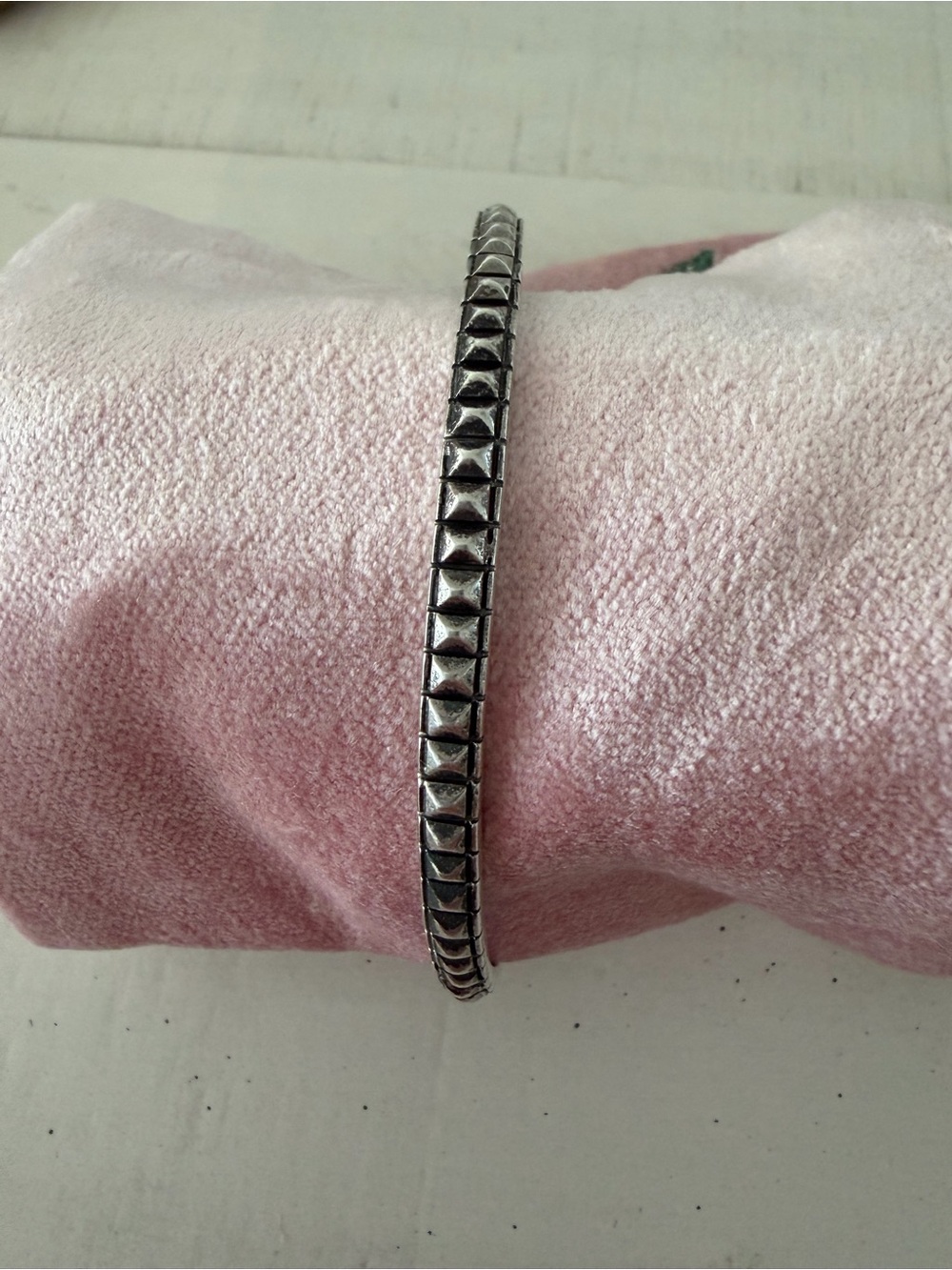 Silver Pyramid Stud Stretch Bracelet - Women